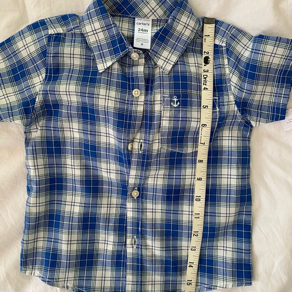 NWT Carters Baby Boy 2 piece Plaid Button Shirt Green short set Cotton Sz 24 mth - Picture 10 of 10